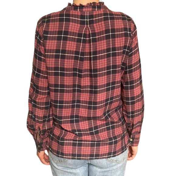 Rails Andie Button Down Shirt In Rose Indigo‎ Plaid Ruffle Collar Casual XS - Picture 5 of 17